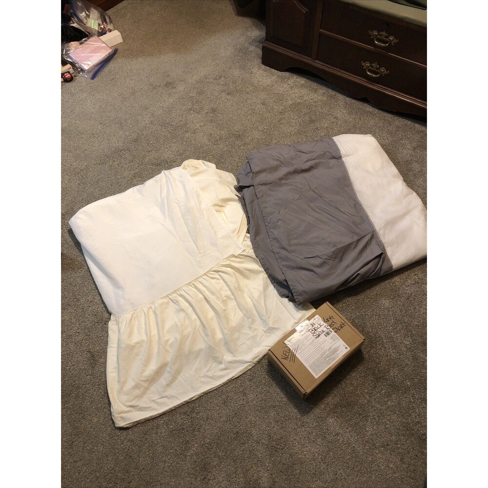 LOT OF 3 KING SIZE BED SKIRT’S RUFFLED IVORY, GREY, PLEATED BLACK NEW IN BOX
